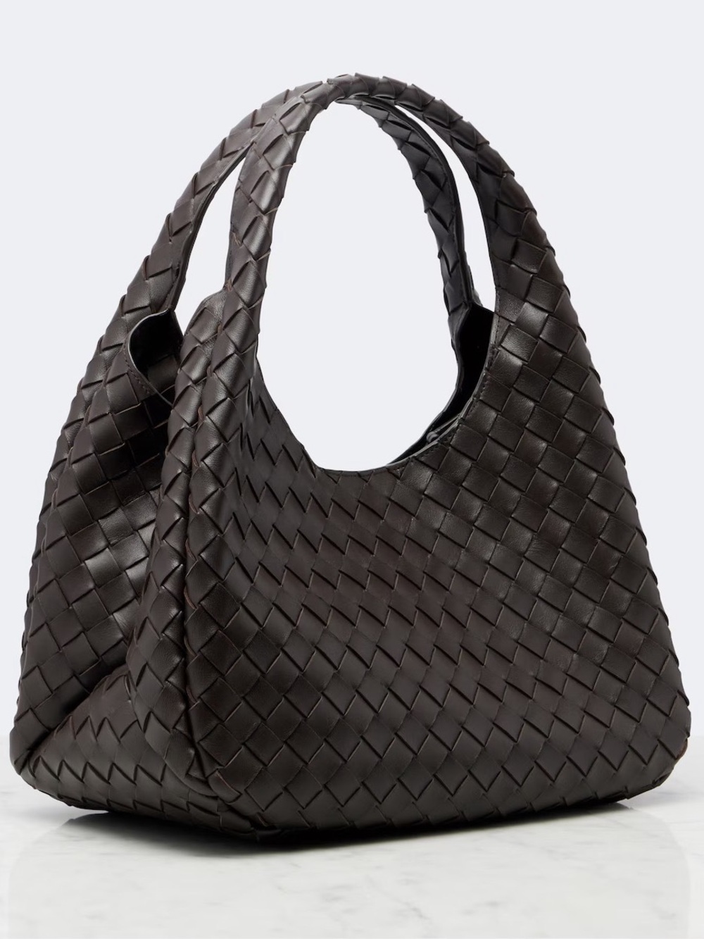 Woven Shoulder Hobo Bag - Dark Brown